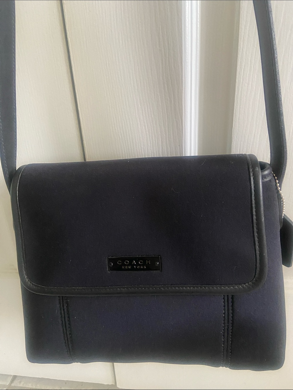 COACH Black neoprene with leather trim Crossbody Bag AUTHENTIC